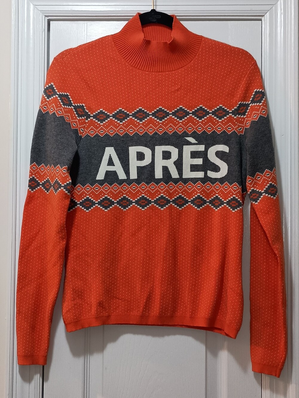 Alp N Rock Apres Orange, Gray and Cream CrewTurtleneck Sweater Size Large